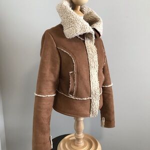 DECREE, Camel Jacket Long Sleeve Faux Fur Lined - M